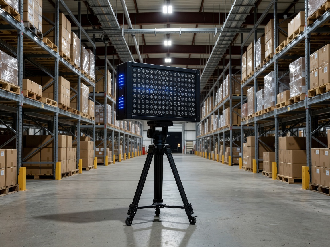 High-precision industrial UWB spatial rangefinder array unit scanning warehouse corridor