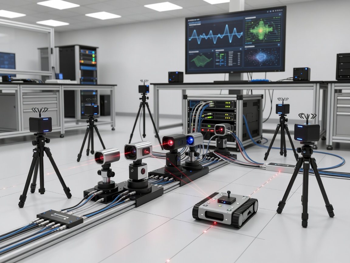 High-tech UWB and optical time of flight positioning laboratory test system